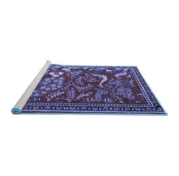 Sideview of Machine Washable Animal Blue Traditional Rug, wshtr2655blu