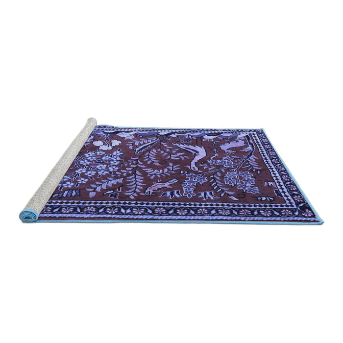 Sideview of Machine Washable Animal Blue Traditional Rug, wshtr2655blu