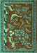 Machine Washable Animal Turquoise Traditional Area Rugs, wshtr2655turq