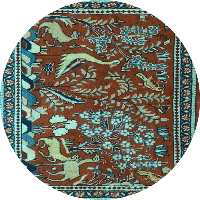 Round Machine Washable Animal Light Blue Traditional Rug, wshtr2655lblu