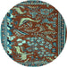 Round Machine Washable Animal Light Blue Traditional Rug, wshtr2655lblu