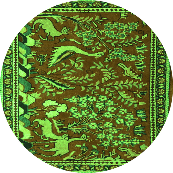 Square Animal Green Traditional Rug, tr2655grn