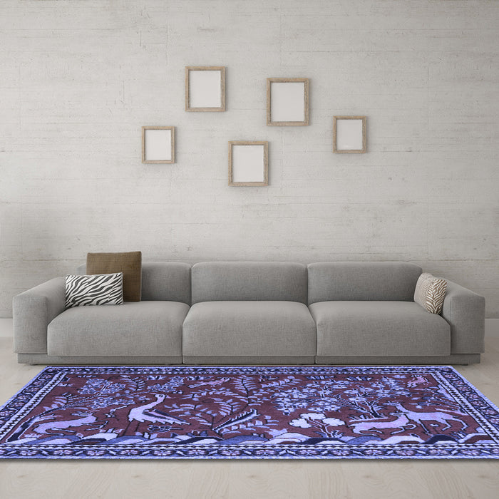 Machine Washable Animal Blue Traditional Rug in a Living Room, wshtr2655blu