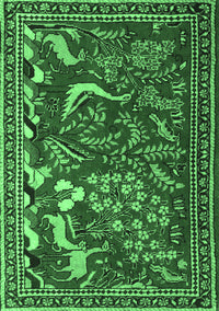 Animal Emerald Green Traditional Rug, tr2655emgrn