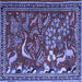 Square Machine Washable Animal Blue Traditional Rug, wshtr2655blu