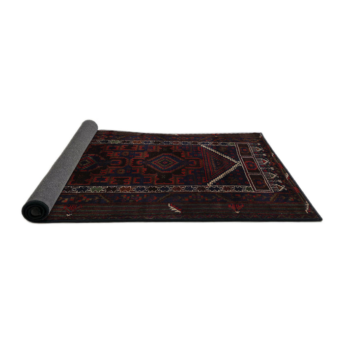 Sideview of Traditional Burgundy Brown Persian Rug, tr2656