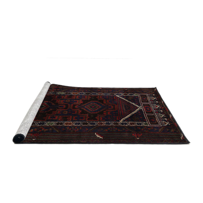 Sideview of Machine Washable Traditional Burgundy Brown Rug, wshtr2656