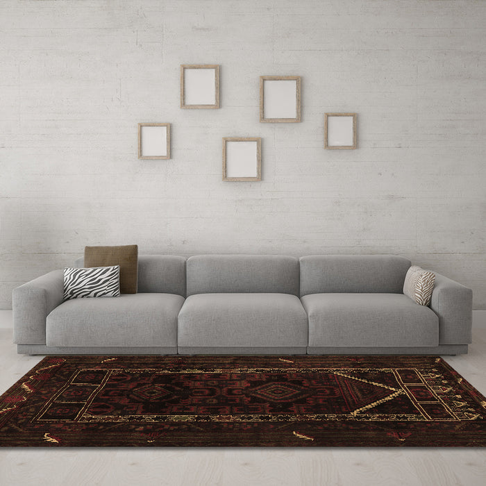 Machine Washable Persian Brown Traditional Rug in a Living Room,, wshtr2656brn