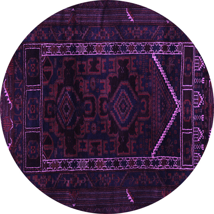 Round Machine Washable Persian Purple Traditional Area Rugs, wshtr2656pur