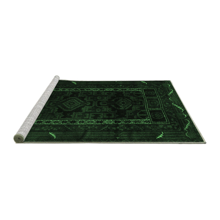 Sideview of Machine Washable Persian Emerald Green Traditional Area Rugs, wshtr2656emgrn