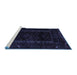 Sideview of Machine Washable Persian Blue Traditional Rug, wshtr2656blu