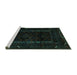 Sideview of Machine Washable Persian Turquoise Traditional Area Rugs, wshtr2656turq