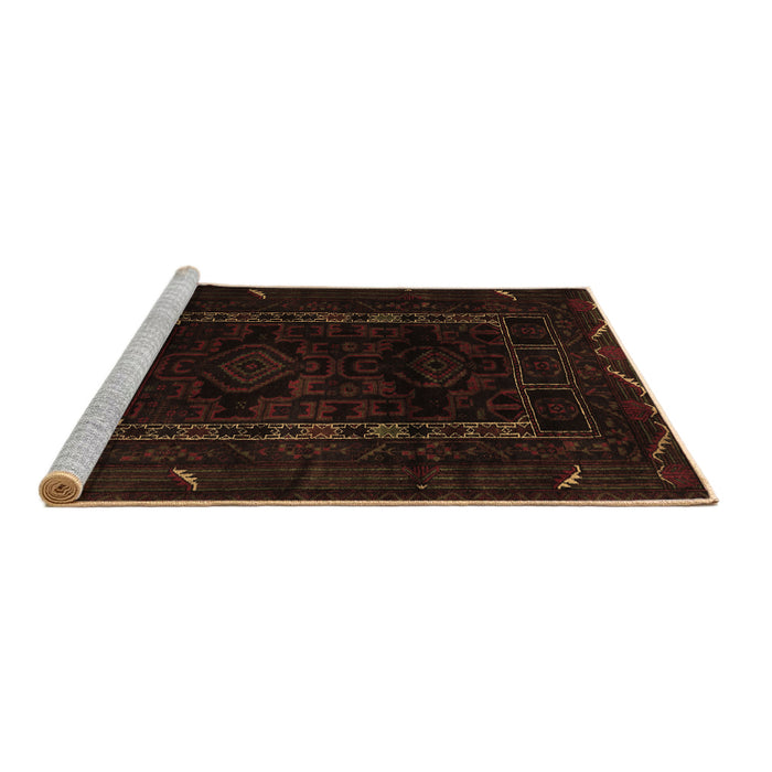 Sideview of Machine Washable Persian Brown Traditional Rug, wshtr2656brn