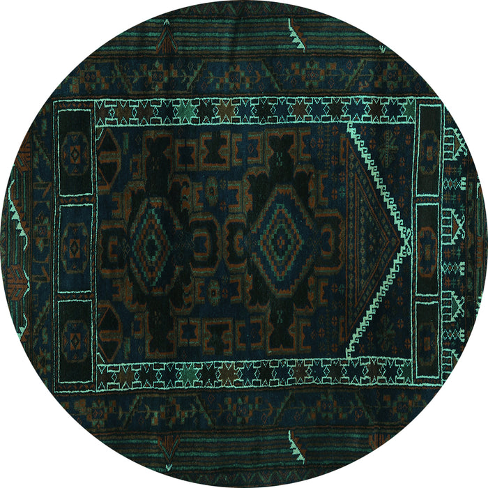 Round Persian Turquoise Traditional Rug, tr2656turq