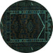 Round Persian Turquoise Traditional Rug, tr2656turq