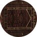 Round Machine Washable Persian Brown Traditional Rug, wshtr2656brn