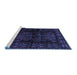 Sideview of Machine Washable Persian Blue Traditional Rug, wshtr2657blu