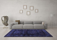 Machine Washable Persian Blue Traditional Rug, wshtr2657blu