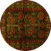 Round Machine Washable Persian Yellow Traditional Rug, wshtr2657yw