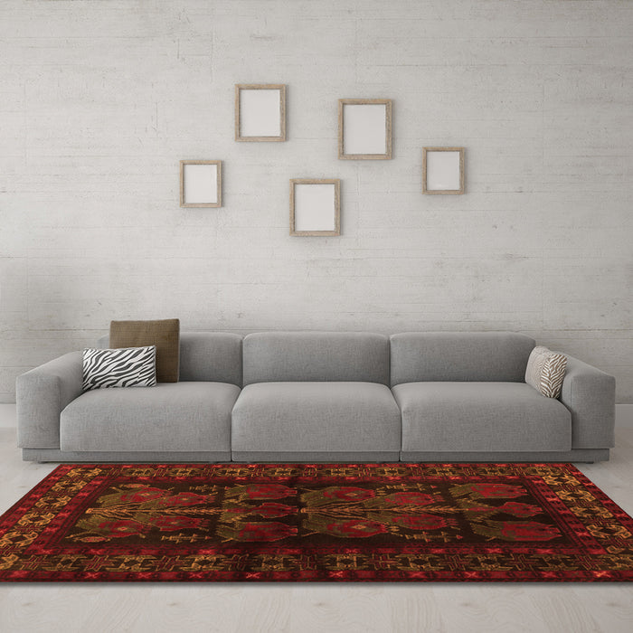Machine Washable Persian Orange Traditional Area Rugs in a Living Room, wshtr2657org