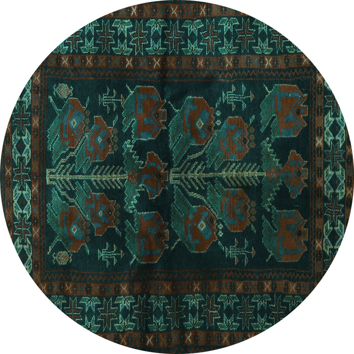 Round Persian Turquoise Traditional Rug, tr2657turq