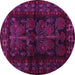 Round Machine Washable Persian Pink Traditional Rug, wshtr2657pnk