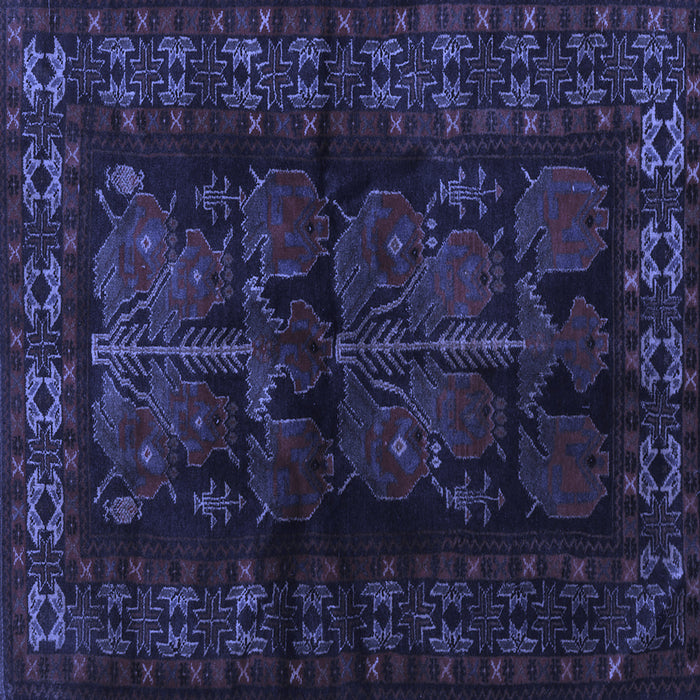 Square Machine Washable Persian Blue Traditional Rug, wshtr2657blu