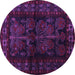 Round Machine Washable Persian Purple Traditional Area Rugs, wshtr2657pur