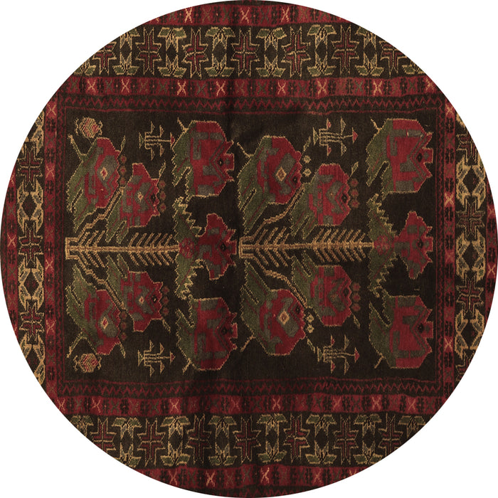 Round Persian Brown Traditional Rug, tr2657brn