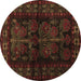 Round Persian Brown Traditional Rug, tr2657brn