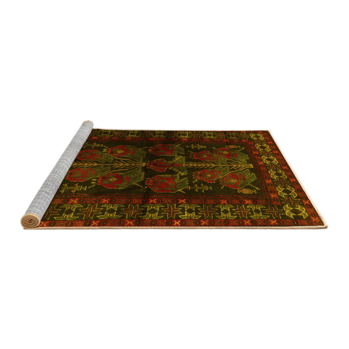 Sideview of Machine Washable Persian Yellow Traditional Rug, wshtr2657yw