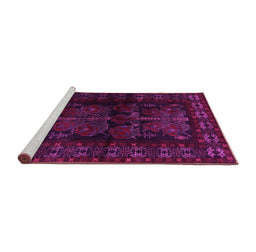 Sideview of Machine Washable Persian Pink Traditional Rug, wshtr2657pnk