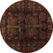 Round Machine Washable Persian Brown Traditional Rug, wshtr2657brn