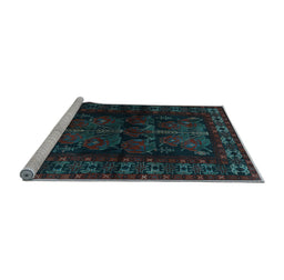 Sideview of Machine Washable Persian Light Blue Traditional Rug, wshtr2657lblu