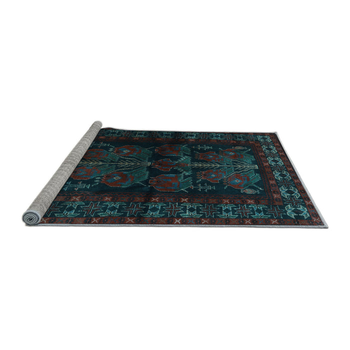 Sideview of Machine Washable Persian Light Blue Traditional Rug, wshtr2657lblu