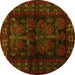Round Persian Yellow Traditional Rug, tr2657yw