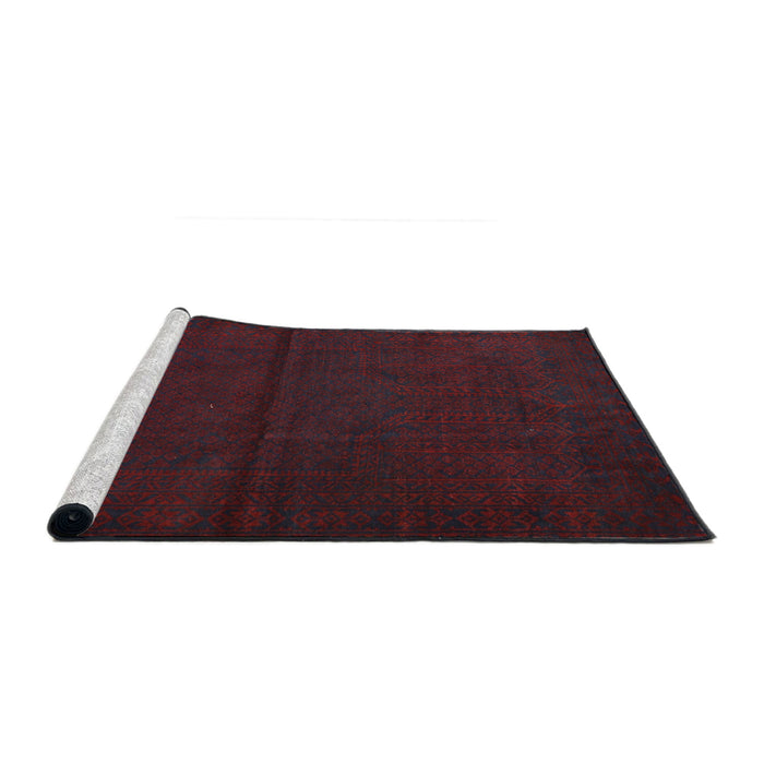 Sideview of Machine Washable Traditional Saffron Red Rug, wshtr2658
