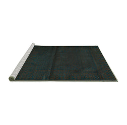 Sideview of Machine Washable Persian Turquoise Traditional Area Rugs, wshtr2658turq