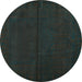 Round Persian Turquoise Traditional Rug, tr2658turq