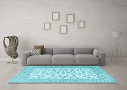 Machine Washable Persian Light Blue Traditional Rug in a Living Room, wshtr2659lblu