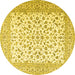 Round Machine Washable Persian Yellow Traditional Rug, wshtr2659yw