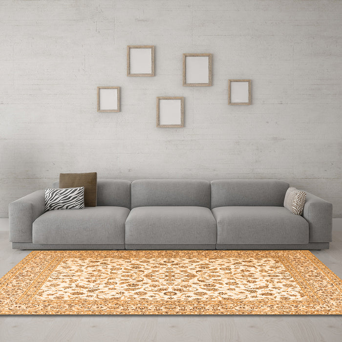 Machine Washable Persian Orange Traditional Area Rugs in a Living Room, wshtr2659org