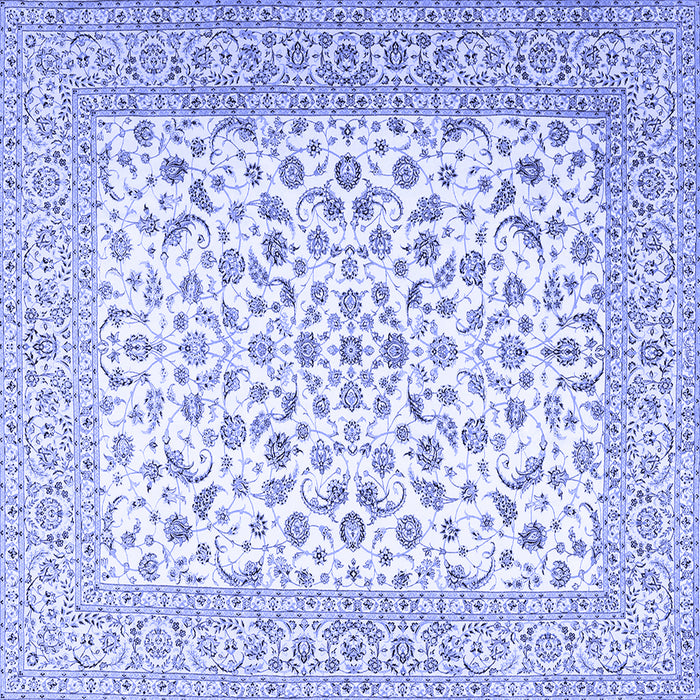 Square Machine Washable Persian Blue Traditional Rug, wshtr2659blu