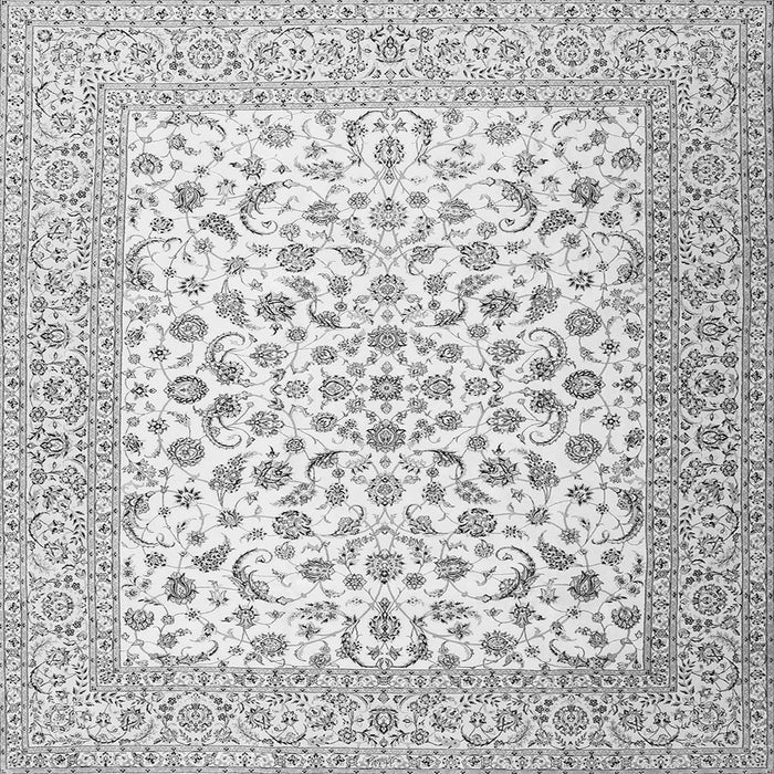 Round Machine Washable Persian Gray Traditional Rug, wshtr2659gry