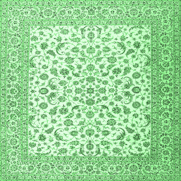 Square Machine Washable Persian Emerald Green Traditional Area Rugs, wshtr2659emgrn