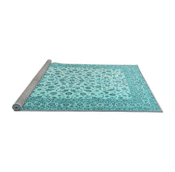 Sideview of Machine Washable Persian Light Blue Traditional Rug, wshtr2659lblu