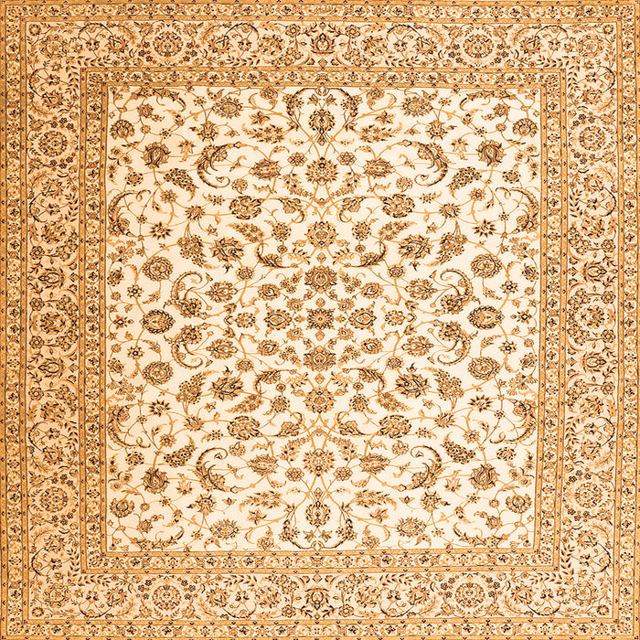 Round Machine Washable Persian Orange Traditional Area Rugs, wshtr2659org