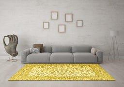 Machine Washable Persian Yellow Traditional Rug in a Living Room, wshtr2659yw