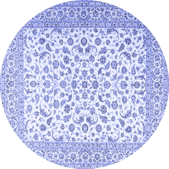 Round Machine Washable Persian Blue Traditional Rug, wshtr2659blu