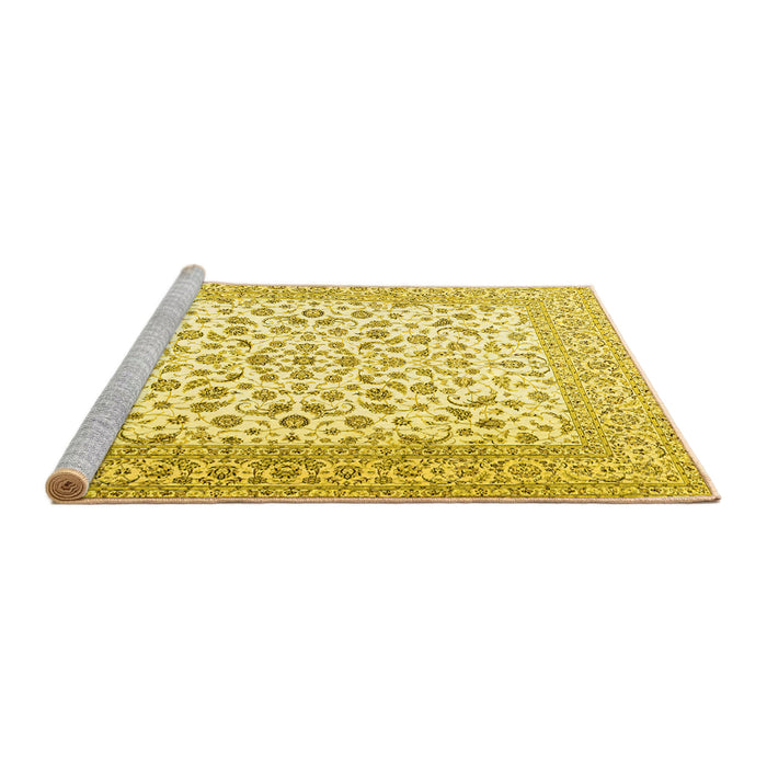 Sideview of Machine Washable Persian Yellow Traditional Rug, wshtr2659yw